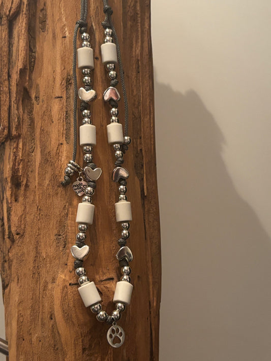 WauRoyale Silver Heart EM-Keramik-Zeckenschutz-Halsband